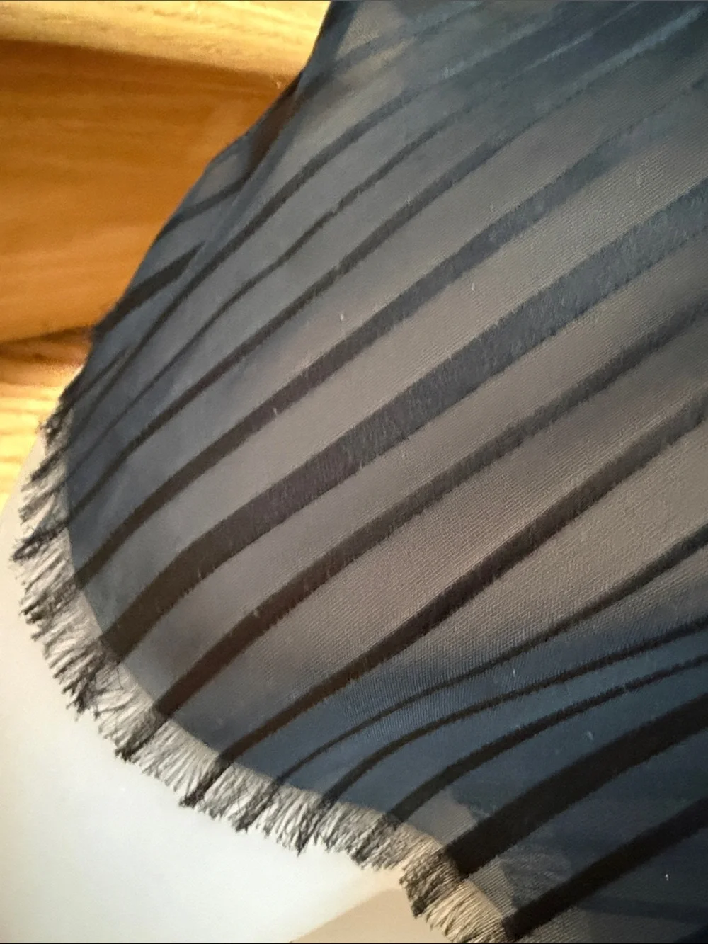 VTG Black Metallic Accent Thread Sheer Striped Lightweight Evening Scarf